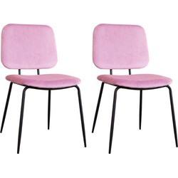 Set van 2 eetkamerstoelen Jerry velvet roze