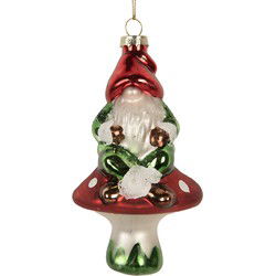 Clayre & Eef Kersthanger Kabouter 7x6x13 cm Rood Glas