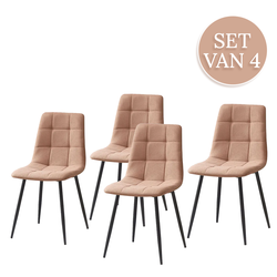 Huistuindesign – Eetkamerstoel – set van 4 - Bekleed met Zachte Stof