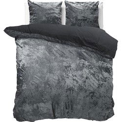 Froissé Velvet Katoen Dekbedovertrek Antraciet-1-persoons (140 x 200/220 cm)