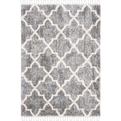 Safavieh Moroccan Shaggy Indoor Woven Area Rug, Berber Fringe Shag Collection, BFG627, in Grey & Cream, 122 X 183 cm