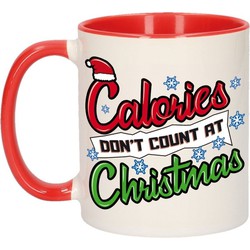 Kerst cadeau beker / mok calories dont count at Christmas 300 ml - Bekers