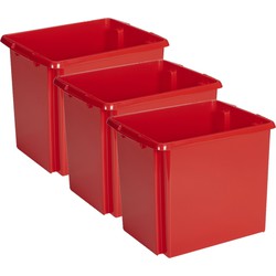 Sunware Opslagbox - 3 stuks - kunststof 45 liter rood 45 x 36 x 36 cm - Opbergbox