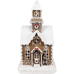 Clayre & Eef Gingerbread house met LED 13x11x25 cm Bruin Kunststof Peperkoekhuisje