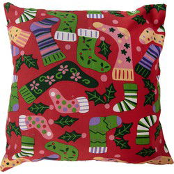 Clayre & Eef Kussenhoes 44x44 cm Rood Synthetisch Kerst
