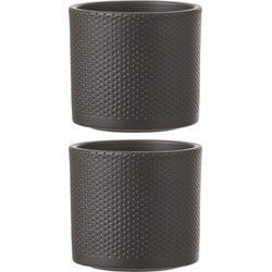 Mica Decorations Bloempot - 2x - antraciet - keramiek - D14 x H13 cm - Plantenpotten