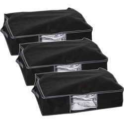 3x Stuks dekbed/kussen opberghoes zwart met vacuumzak 60 x 45 x 15 cm - Opberghoezen