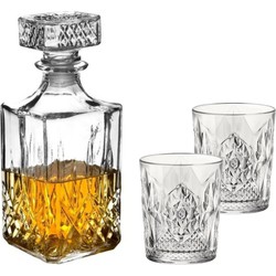 Set van 6x luxe drinkglazen/whiskyglazen 390 ml met karaf Noblesse 1 liter - Whiskeyglazen