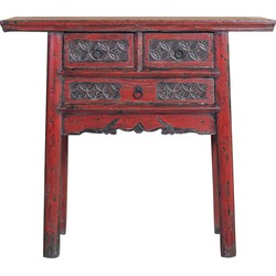 Fine Asianliving Antieke Chinese Sidetable Donkerrood Handgesneden