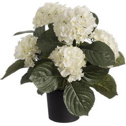 Louis maes Kunstplant - Hortensia hydrangea - wit - 44 cm - Kunstplanten