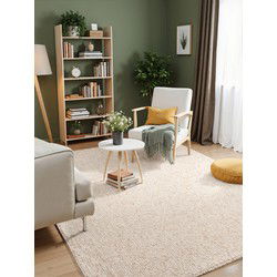 Elle Decoration - Rocco Wol lookvloerkleed - Creme - 80x150 cm