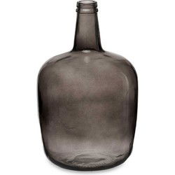 Bloemenvaas - flessen model - glas - grijs transparant - 22 x 39 cm - Vazen