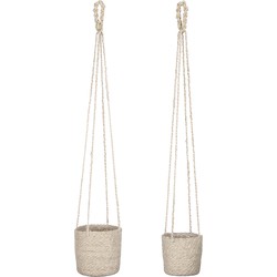 Mica Decorations Atlantic Plantenmand - Set van 2 - H16 x Ø16 cm - Crème