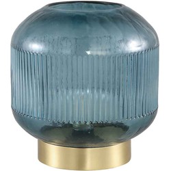 PTMD Destin Tafellamp LED - H21 x Ø20 cm - Glas - Turquoise