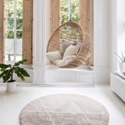 Berber Rond vloerkleed hoogpolig Grijs/Beige/Zand/Cream - scandinavisch - nea - Polypropyleen - Rond 200 Ø - (L)