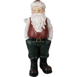 Clayre & Eef Beeld Kerstman 26x25x51 cm Rood Polyresin Kerstdecoratie