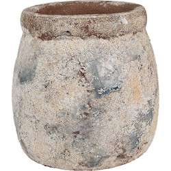 Clayre & Eef Bloempot Ø 14x14 cm Beige Blauw Terracotta