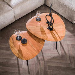 Salontafel Driehoek - Naturel Acaciahout - Set Van 2