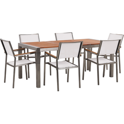 GROSSETO  - Tuinset voor 6 - Wit - RVS