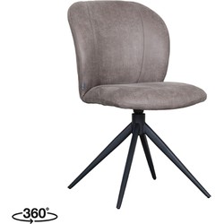 LABEL51 Eetkamerstoel Kimo - Taupe - Micro Suede - Black Frame