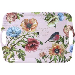 Concorde Dienblad/serveer tray - bloemenmotief - roze - kunststof - 42 x 29 cm - Dienbladen