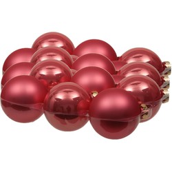 18x stuks glazen kerstballen bubblegum roze 8 cm mat/glans - Kerstbal