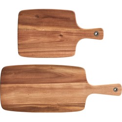 2x Rechthoekige acacia houten snij/serveerplanken 32/52 cm - Snijplanken