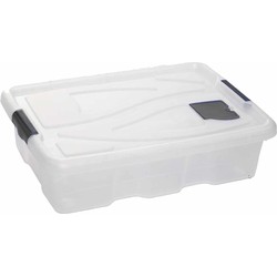 Hega Hogar opbergbox - transparant/blauw- 28 liter - 62 cm - Opbergbox