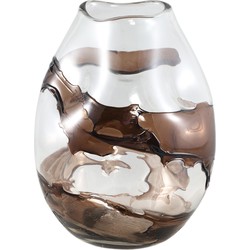 PTMD Lisee Brown solid glass vase line frost S