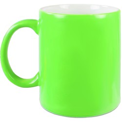 1x stuks neon groene bekers/ koffiemokken 330 ml - Bekers