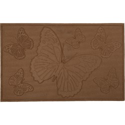 Clayre & Eef Deurmat  75x45 cm Bruin Synthetisch Rechthoek Vlinder Mat