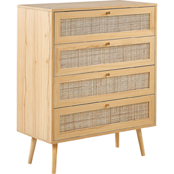 Beliani PEROTE - Commode-Lichte houtkleur-Rotan