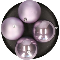 Decoris grote kerstballen - 4x st - lila paars - 10 cm - kunststof - Kerstbal