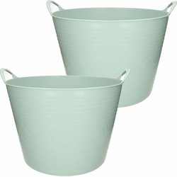 2x stuks flexibele kuip emmer/wasmand rond mintgroen 40 liter - Wasmanden