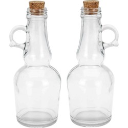 Alpina Olie-en azijnfles set - met kurk - glas - 250 ml - Olie- en azijnstellen