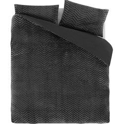 Teddy Dekbedovertrek Visgraatpatroon Antraciet-1-persoons (140 x 200/220 cm)