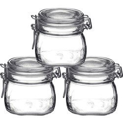 Bormioli Rocco Voorraad/weckpot - 4x - glas - transparant - 10 x 10 cm - 500 ml - Weckpotten