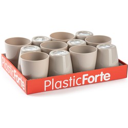 PlasticForte Drinkglazen - 12x - taupe - kunststof - 400 ml - Drinkglazen