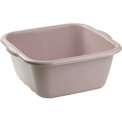 Plasticforte teiltje/afwasbak - vierkant - kunststof - 3 liter - 25 x 23 x 11 cm - Taupe - Afwasbak