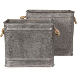 Clayre & Eef Decoratie Zinken Teil Set van 2 Grijs Metaal