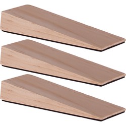 Deltafix Deurwig - 3x - hout - anti-slip - 12 x 2 cm - deurstopper - Deurstoppers