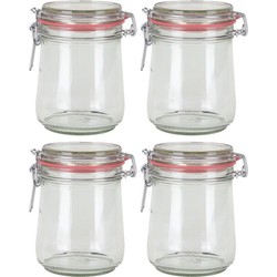 4x Glazen confituren pot/weckpot 720 ml met beugelsluiting en rubberen ring - Weckpotten