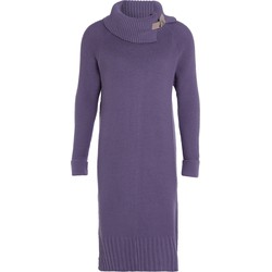 Knit Factory Jamie Gebreide Dames Jurk - Violet - 40/42 - Knielengte - Met opstaande kraag