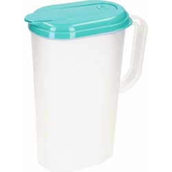 Plasticforte Waterkan met deksel - 2L - turquoise - kunststof - Schenkkannen