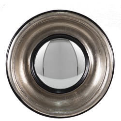 Clayre & Eef Spiegel  Ø 18 cm Zilverkleurig Zwart Kunststof Rond Bolle Spiegel