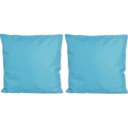 6x Buiten/woonkamer/slaapkamer kussens in het lichtblauw 45 x 45 cm - Sierkussens