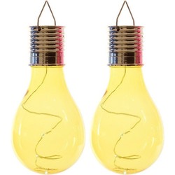 2x Buitenlampen/tuinlampen lampbolletjes/peertjes 14 cm geel - Buitenverlichting