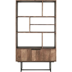 DTP Home Bookcase Odeon No.2, 2 doors, 7 open racks,210x120x40 cm, recycled teakwood