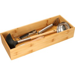 Set van 2x stuks bestekbakken/keuken organizers 1-vaks Tidy Smart bamboe 38 x 15 x 7 cm - Bestekbakken