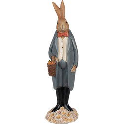 Clayre & Eef Beeld Konijn Bruin Blauw Polyresin